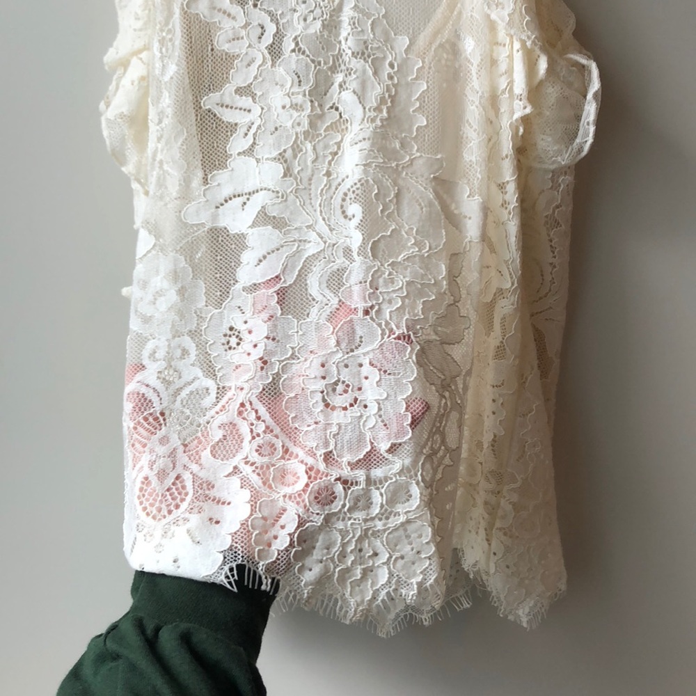 White Lace Ruffle Top - Picture 3 of 4